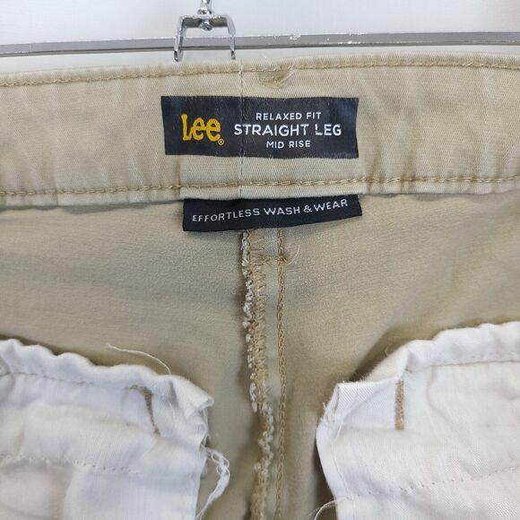 Lee Chino Pants Relax Fit Straight Leg Women 12 Mid Rise Beige Workwear Uniform - Picture 8 of 12